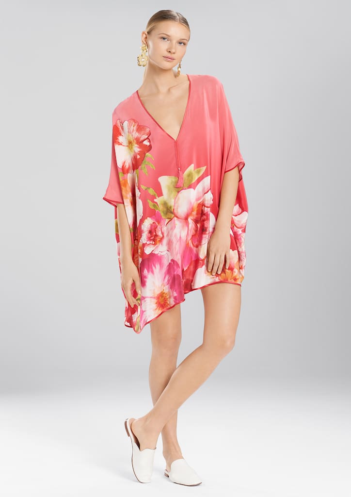 Josie Natori SS 2018 Collection Paradise 100% Silk Short Caftan