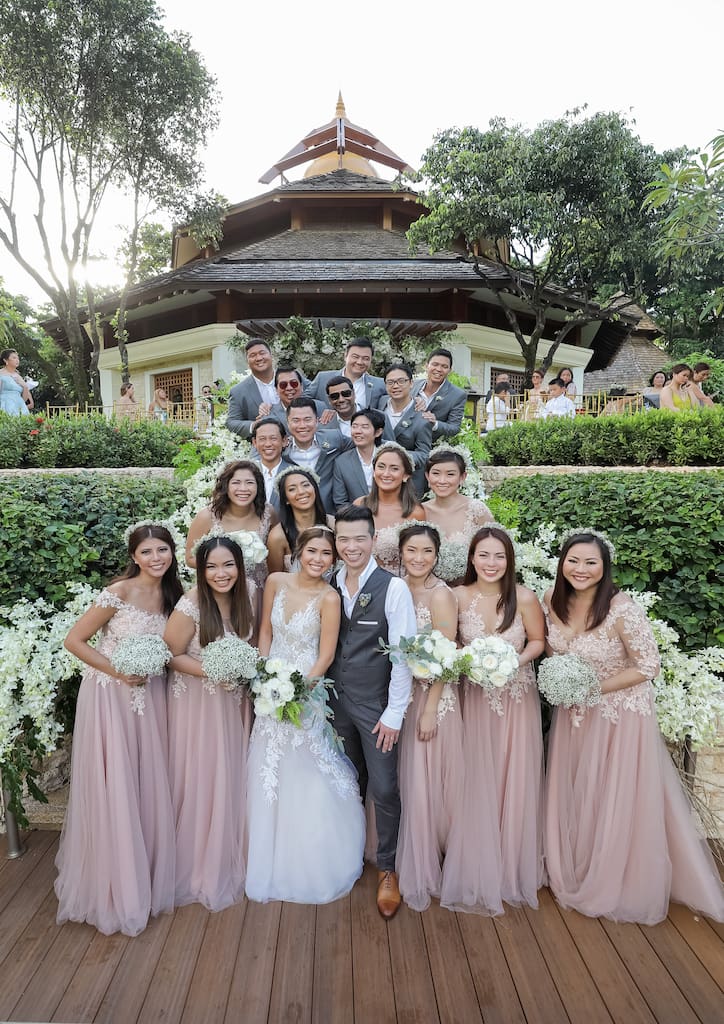 The newlyweds with their entourage