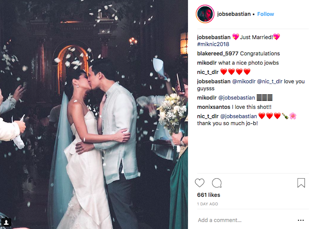 Wedding Day of Nicole Tantoco and Miko de los Reyes. Photograph courtesy of @jobsebastian (Instagram)