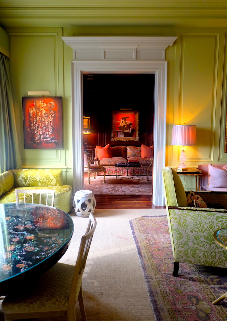 The original off white color became a restful green in the living and dining rooms