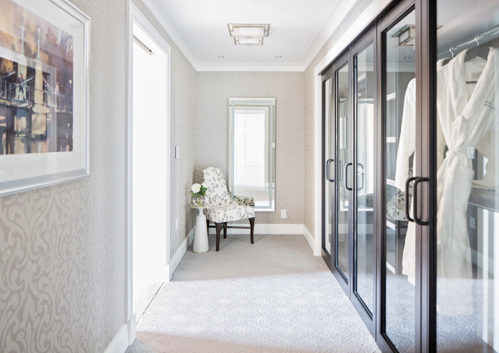 The master bedroom’s personal dressing room (Photo courtesy of Boston Harbor Hotel)