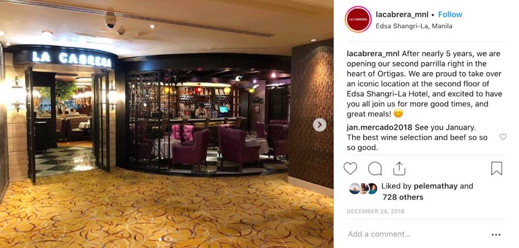 La Cabrera has officially opened its second Philippine branch at the EDSA Shangri-La