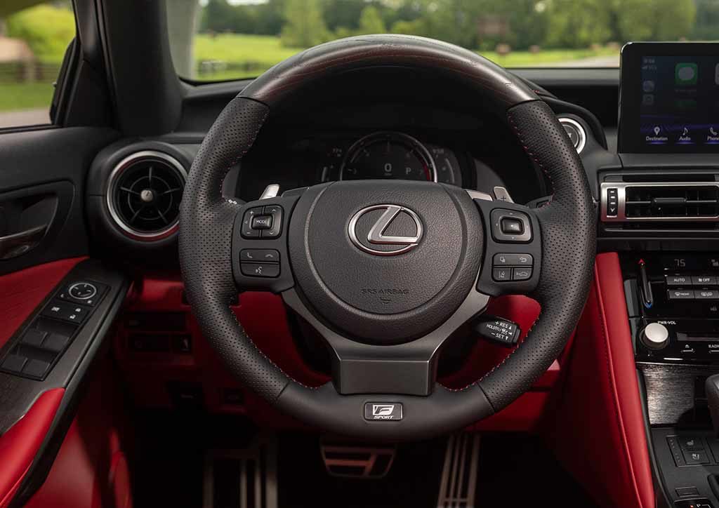 Precise adjustments on suspension springs, shock absorbers, and electric power steering on the 2021 Lexus IS were made to elevate comfort and stability.