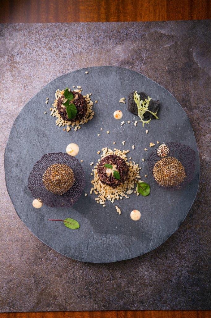 China Blue Conrad Manila's Deep-fried Duo Variety Prawns with sour cream sauce