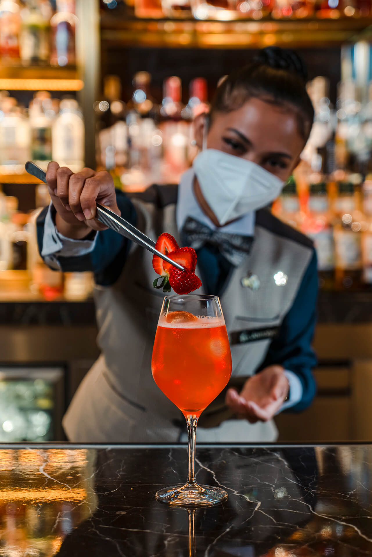 Custom cocktail at Solaire Baccarat Room and Bar