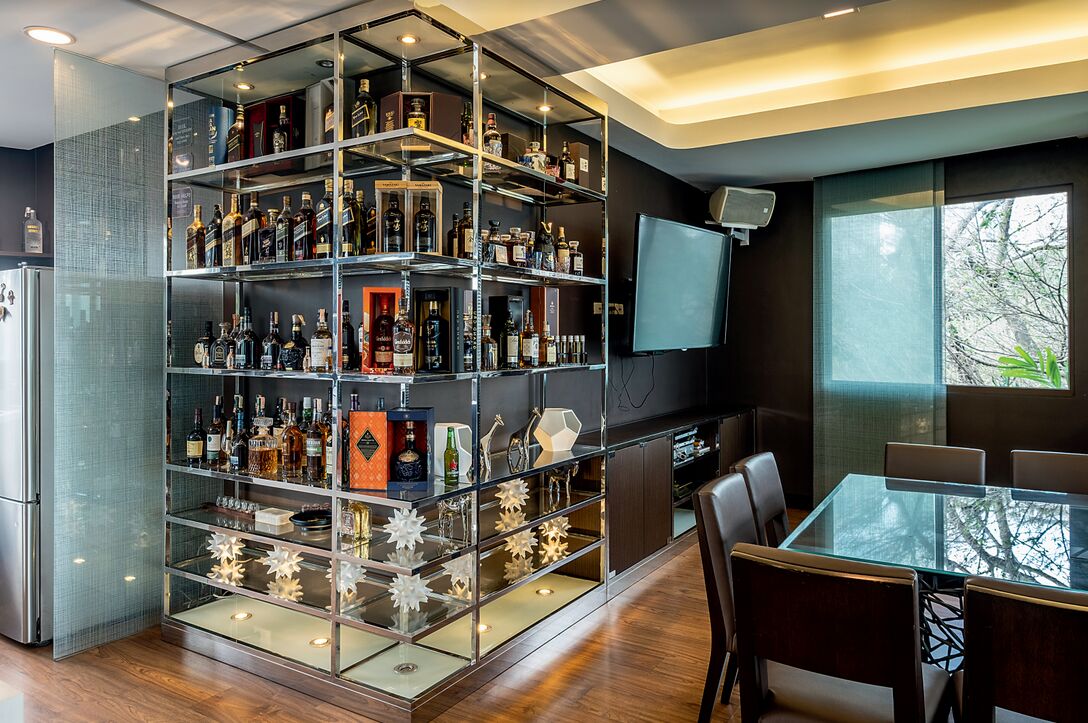 Bar - resort inspired home by interior designers Cynthia and Ivy Almario