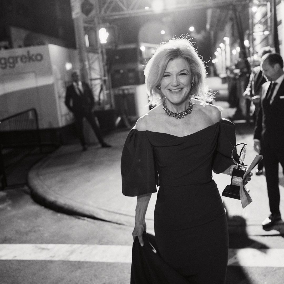 Victoria Clark holding her Tony for her role in "Kimberly Akimbo"