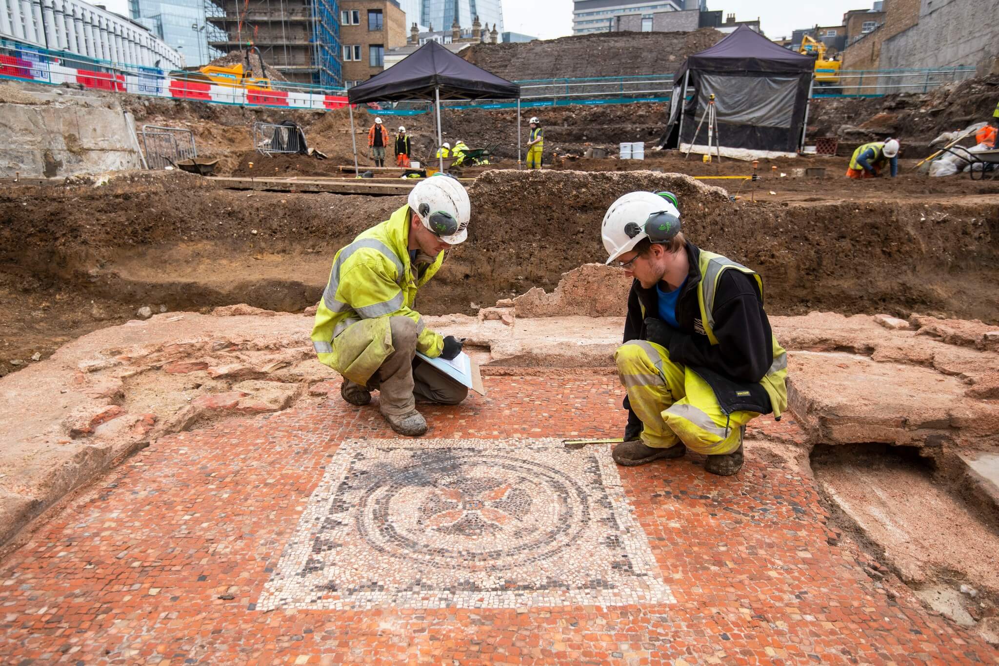 Excavators at the dig site in London