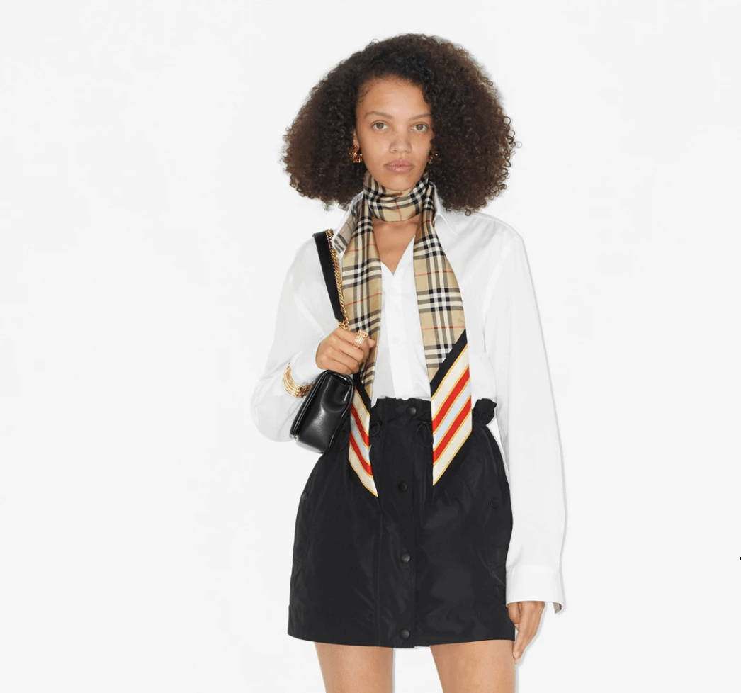 Check Print Silk Skinny Scarf/Photo via Burberry official website