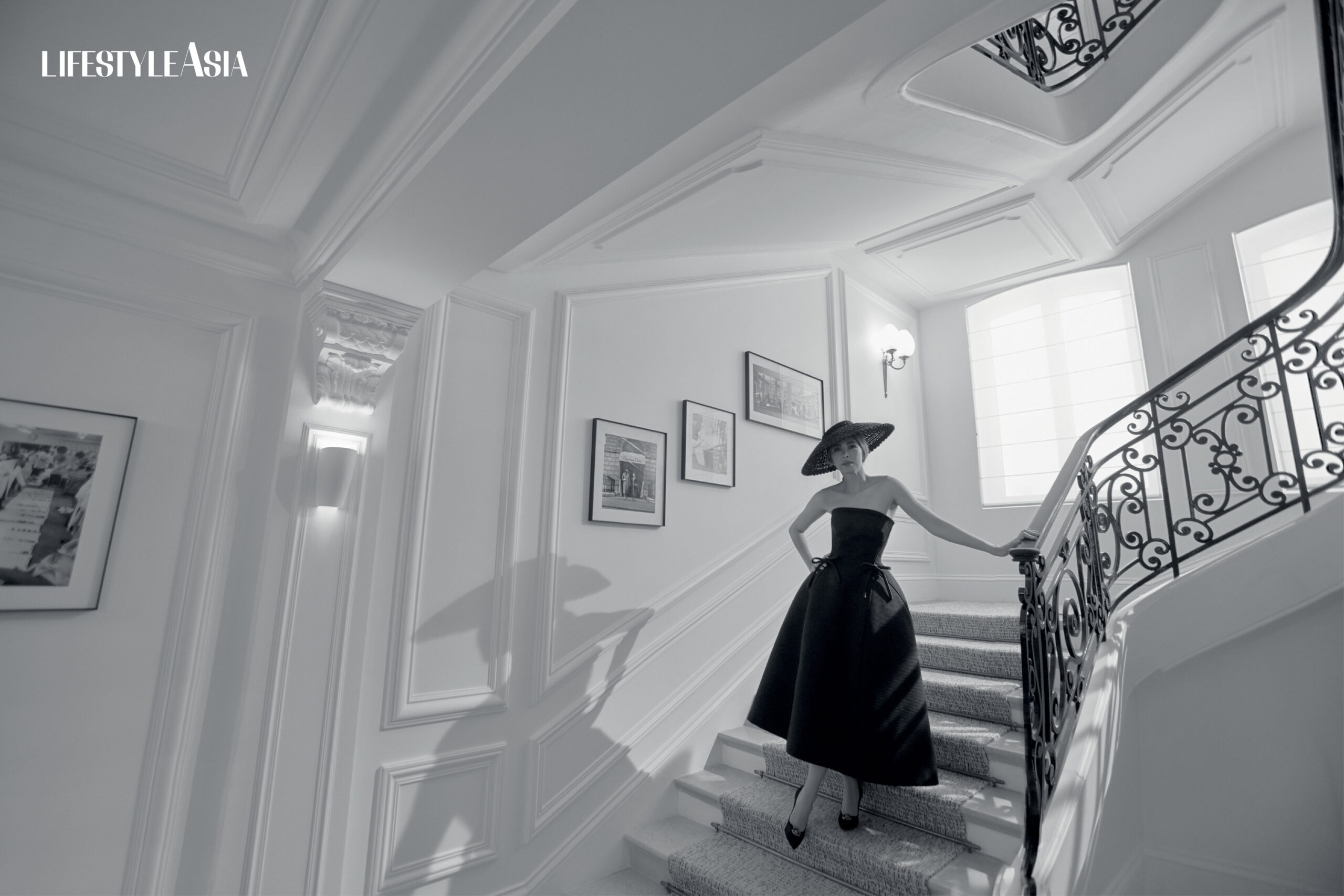 Freya Eduarte wearing Sonnet” dress, Autumn/Winter 1952, Haute Couture collection,