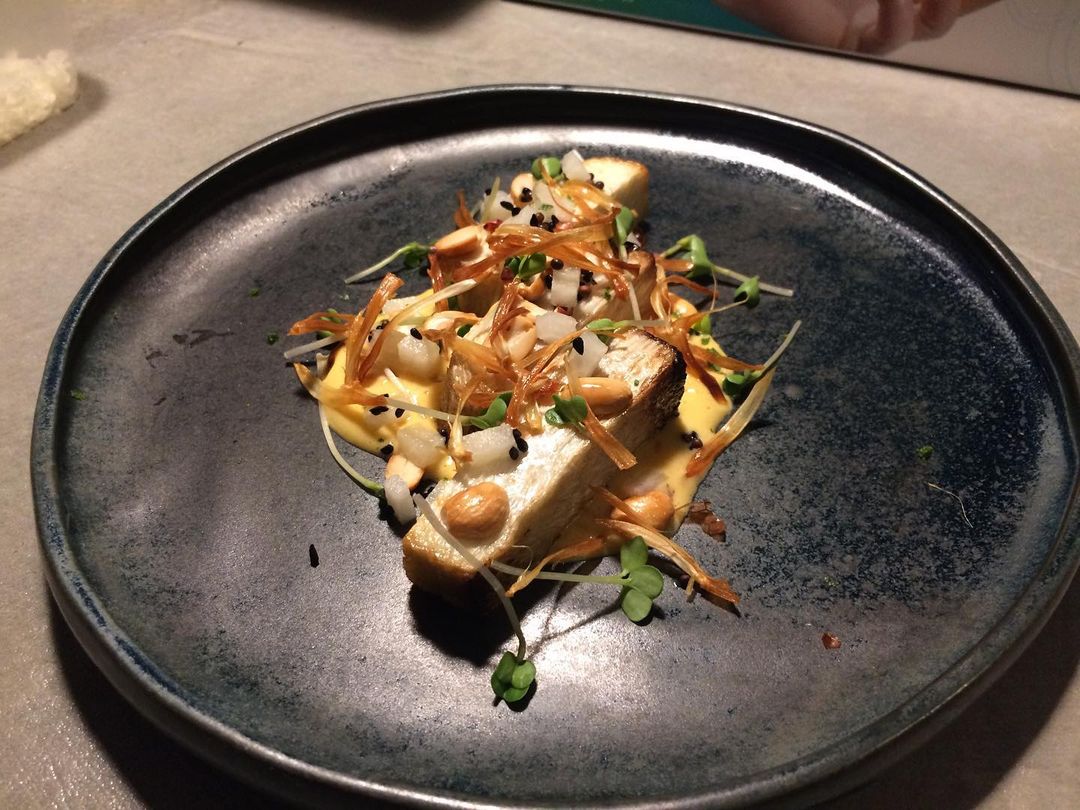 Heart of palm, peanuts, singkamas, egg yolk sauce, green langka