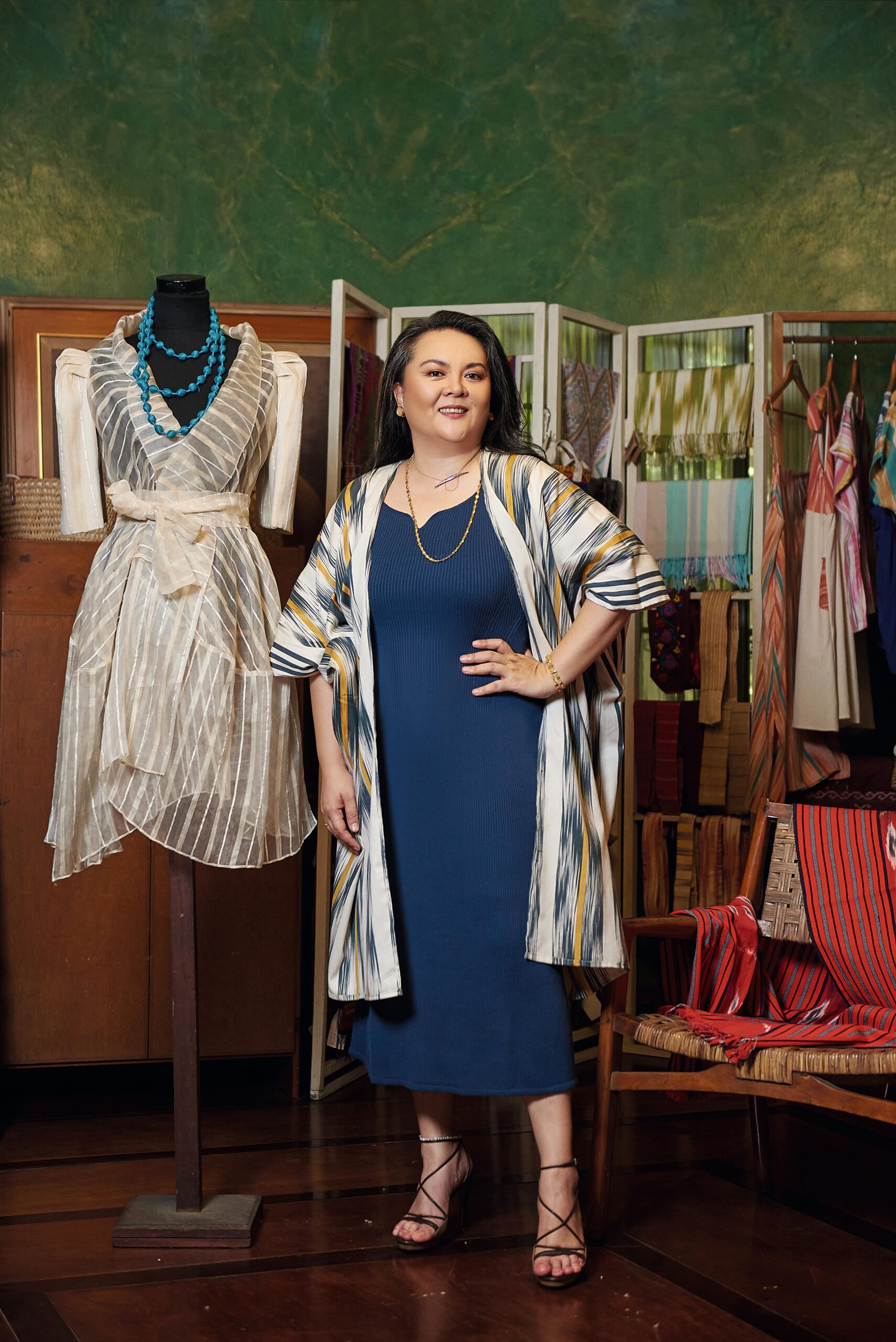 Rambie Lim is wearing Binalkay Mercedes kimono and Natalya Lagdameo jewelry