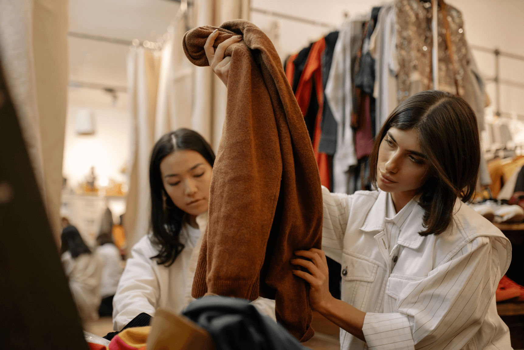 Woman shopping in a vintage store