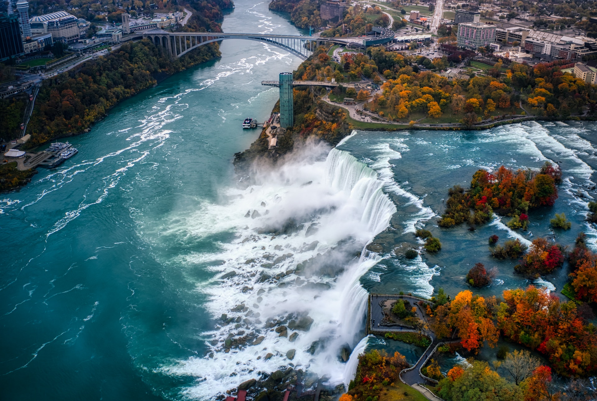 An aerial view of Niagara Falls