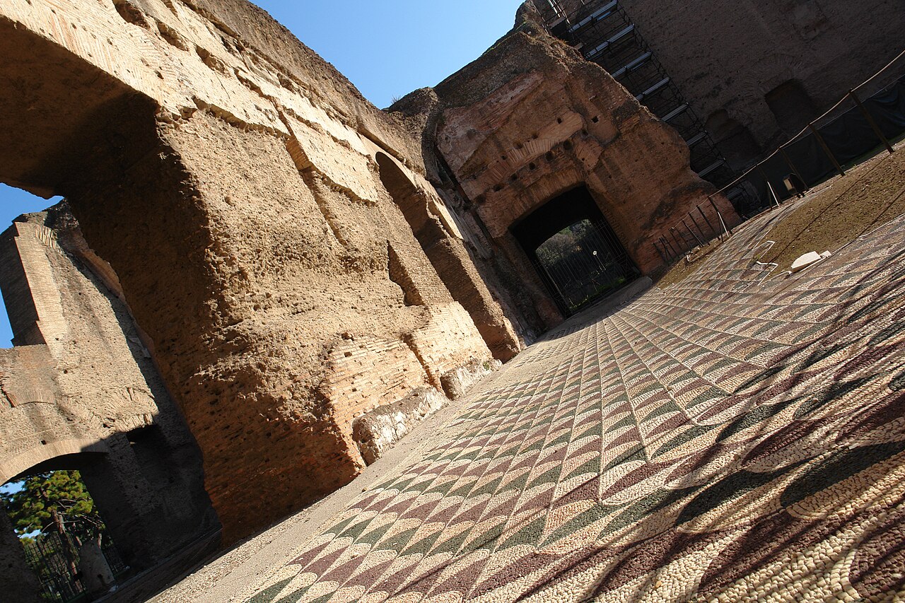 Floor mosaics at the Baths of Caracalla