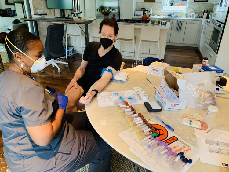 Bryan Johnson undergoing diagnostic tests with a member of his medical team