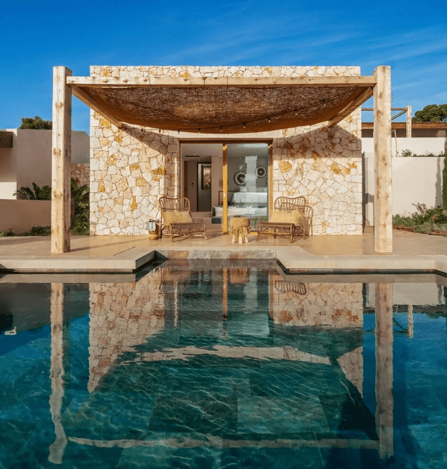 One of the Grecian villas in Eliamos with an inviting saltwater pool