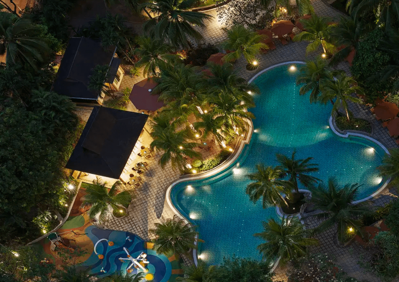 Azure waters of Edsa Shangri-La, Manila's lagoon-shaped pool