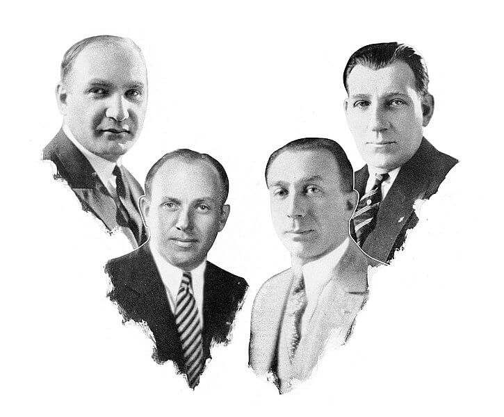The Warner Brothers — from left to right: Albert, Jack, Harry and Sam Warner — founders of Warner Bros. Entertainment
