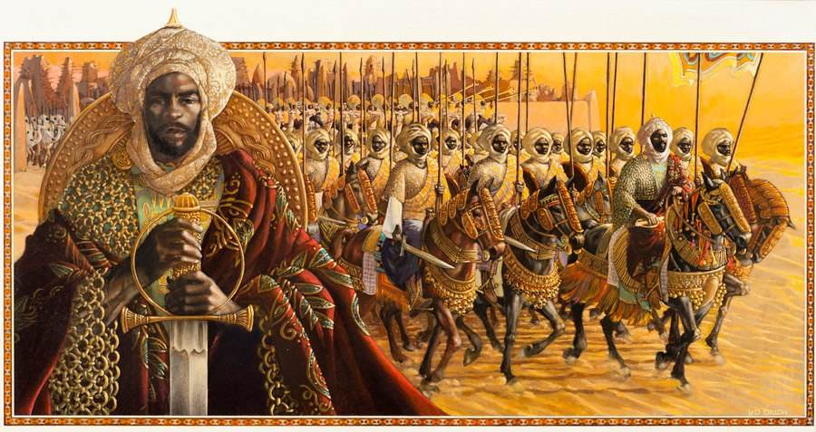 An illustrated rendition of Mansa Musa's likeliness