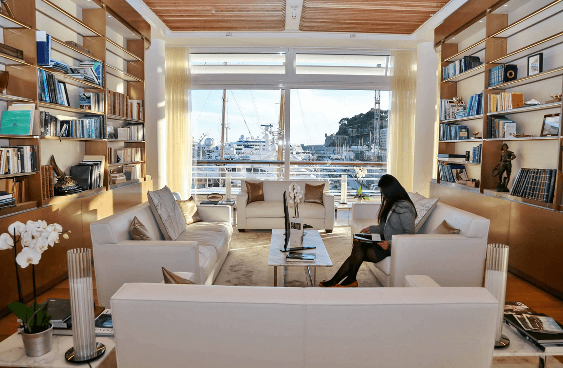 A reading room inside the clubhouse