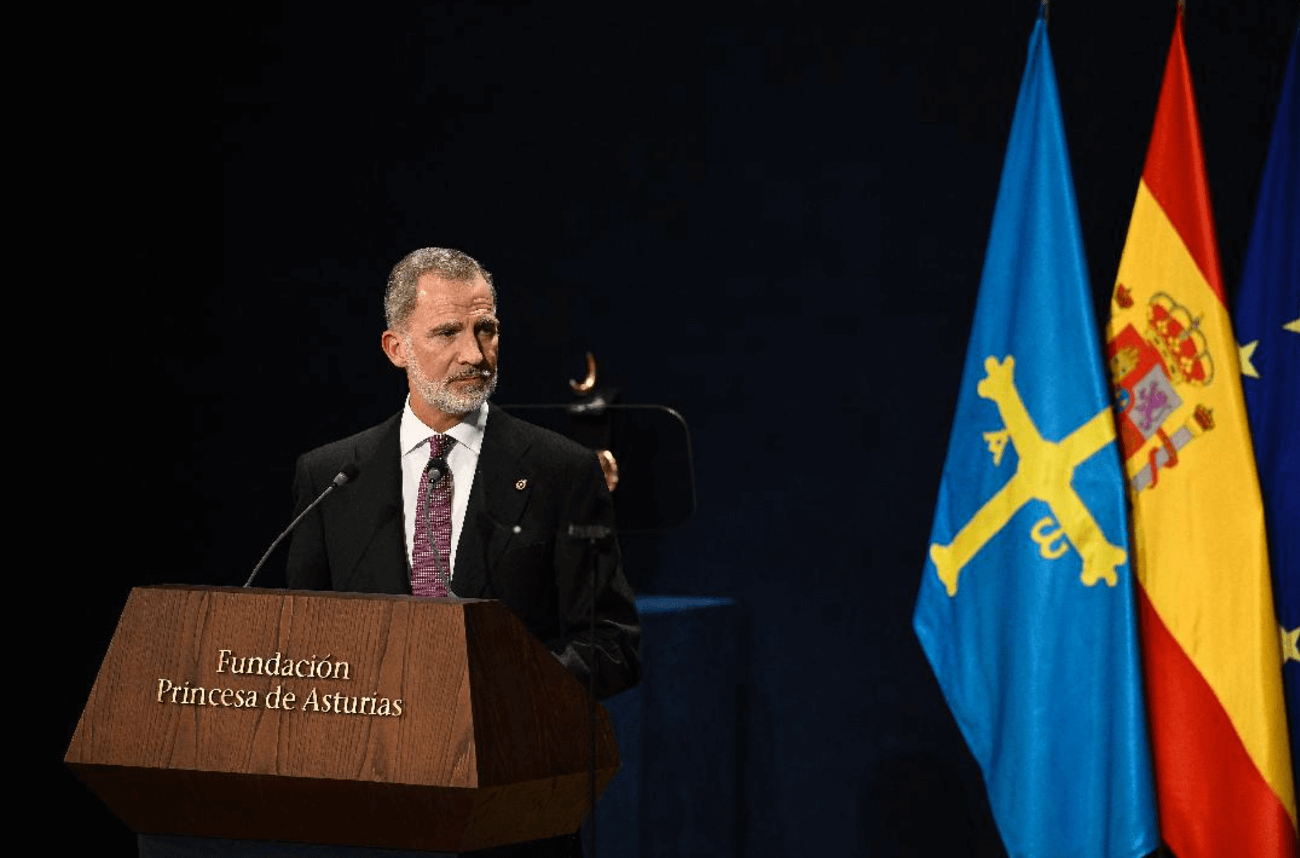 The King of Spain delivers his speech at the awarding ceremony