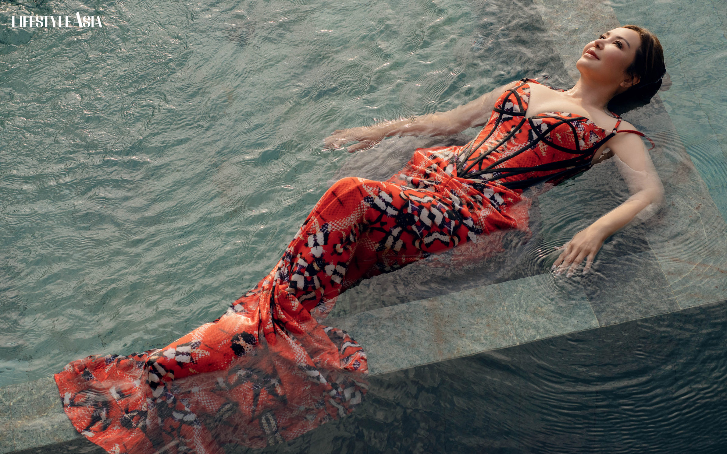 Vermillion coral snake digiprint dress, JAGGY GLARINO.