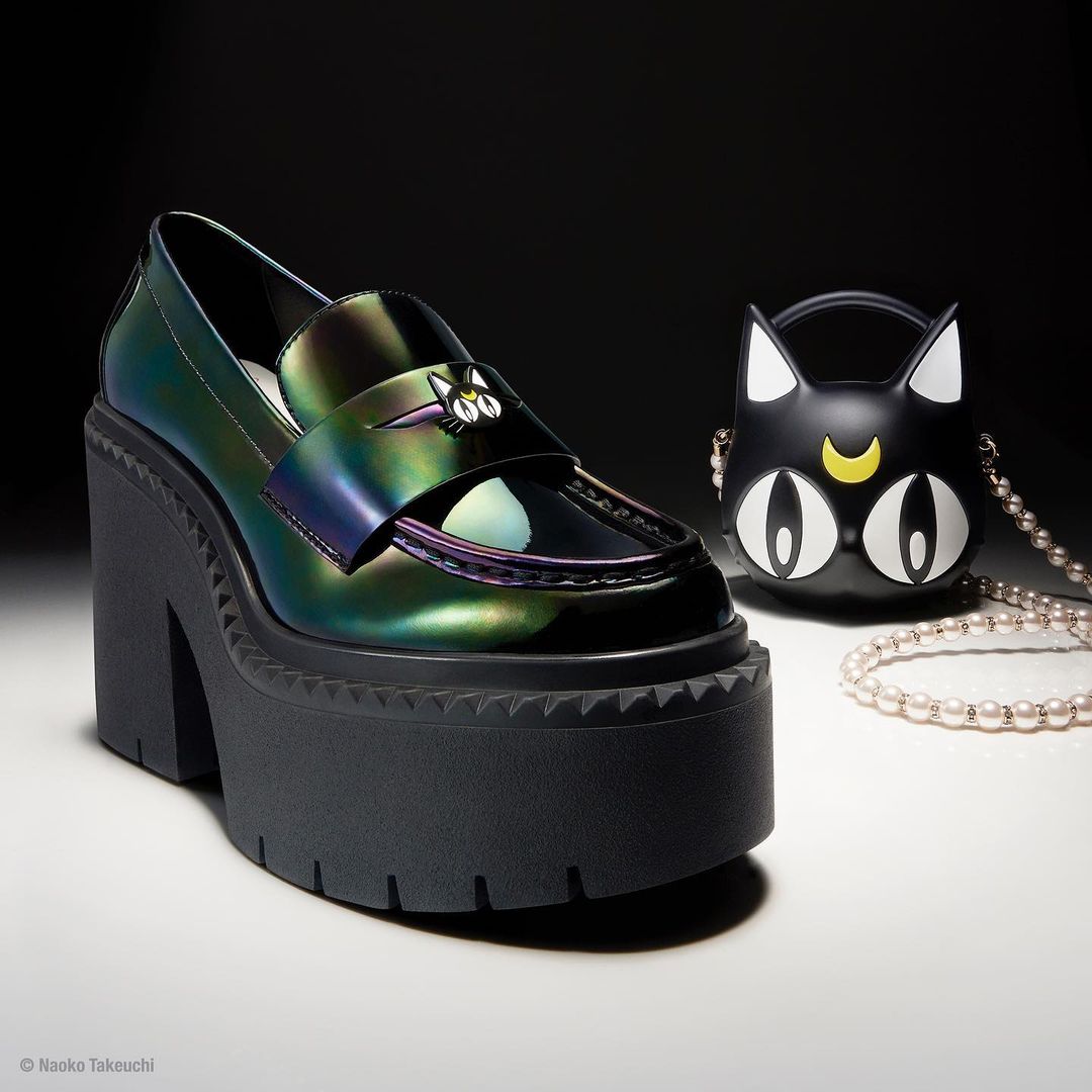 A purse and shoes inspired by Luna the cat