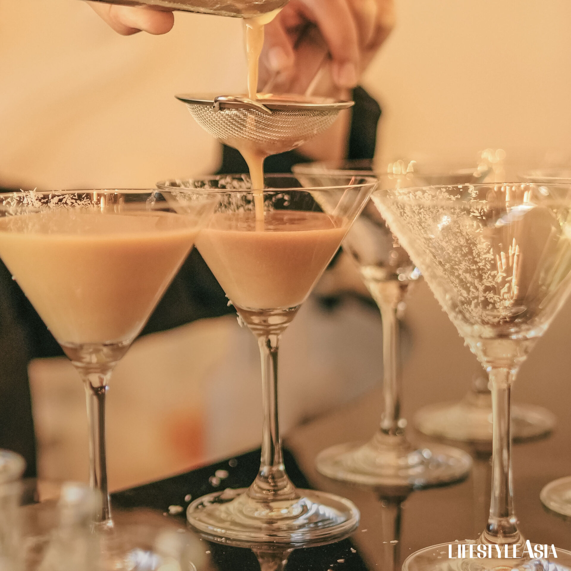 The Sky and Sand cocktail from Sula Spirits being concocted at the bar