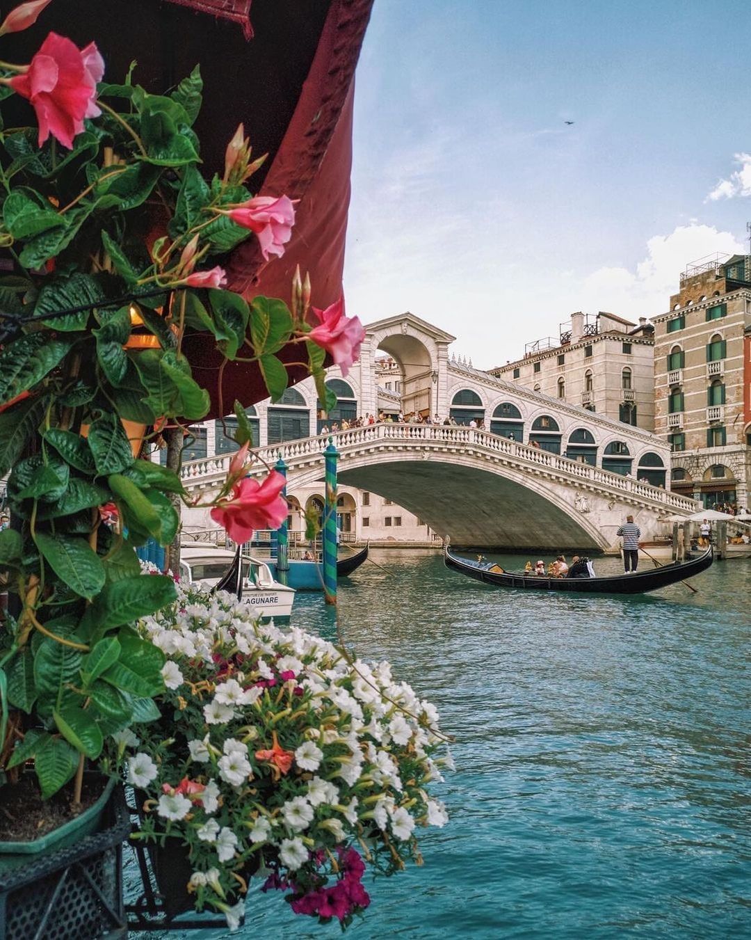 Venice’s Rialto Bridge in the summer