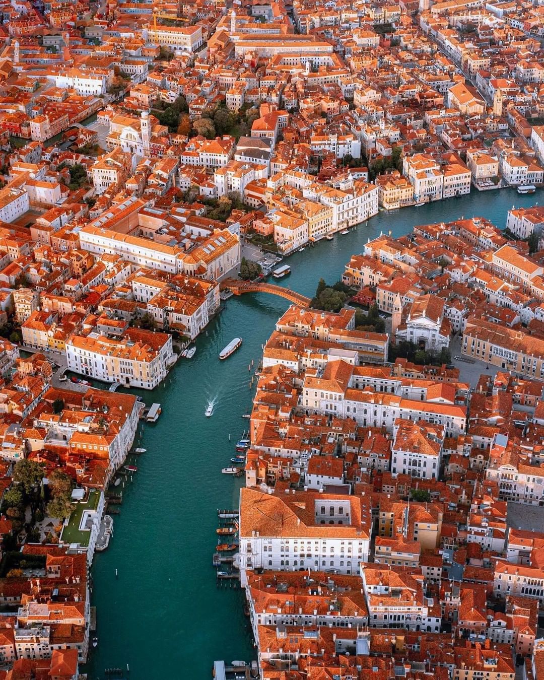 An aerial view of Italy’s city of Venice