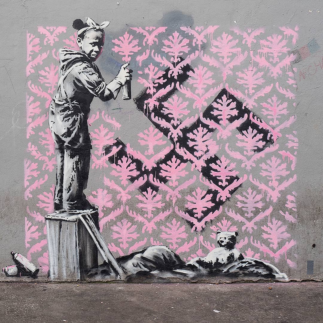 Another Banksy mural that seems to criticize the fascist Nazi regime