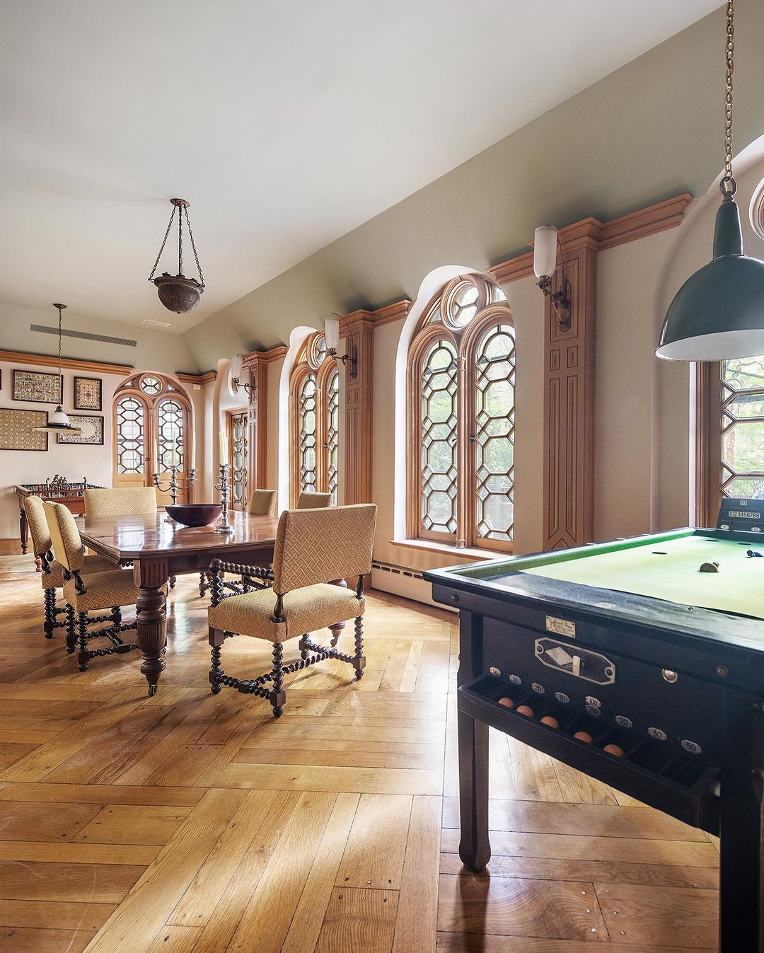 A dining area and common space