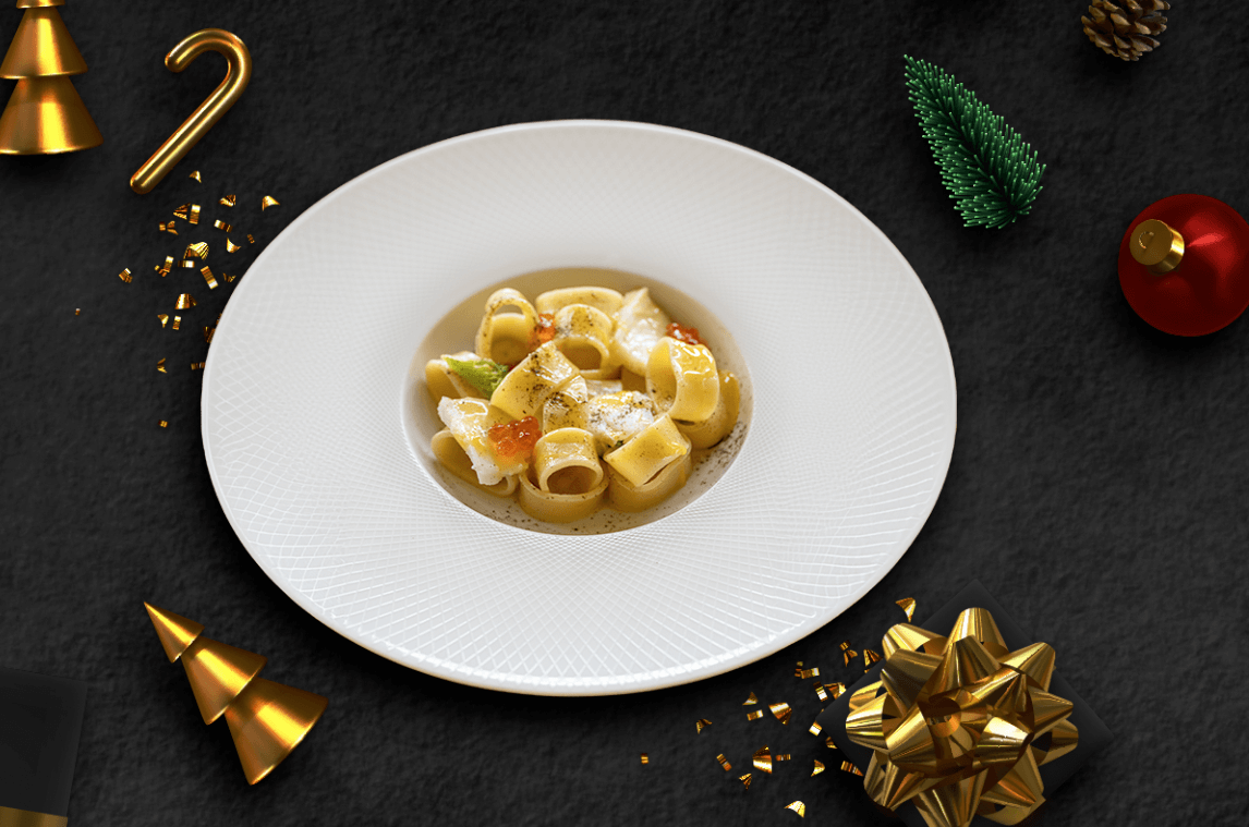 Finestra's Artisanal mezze maniche, egg yolk, salmon roe