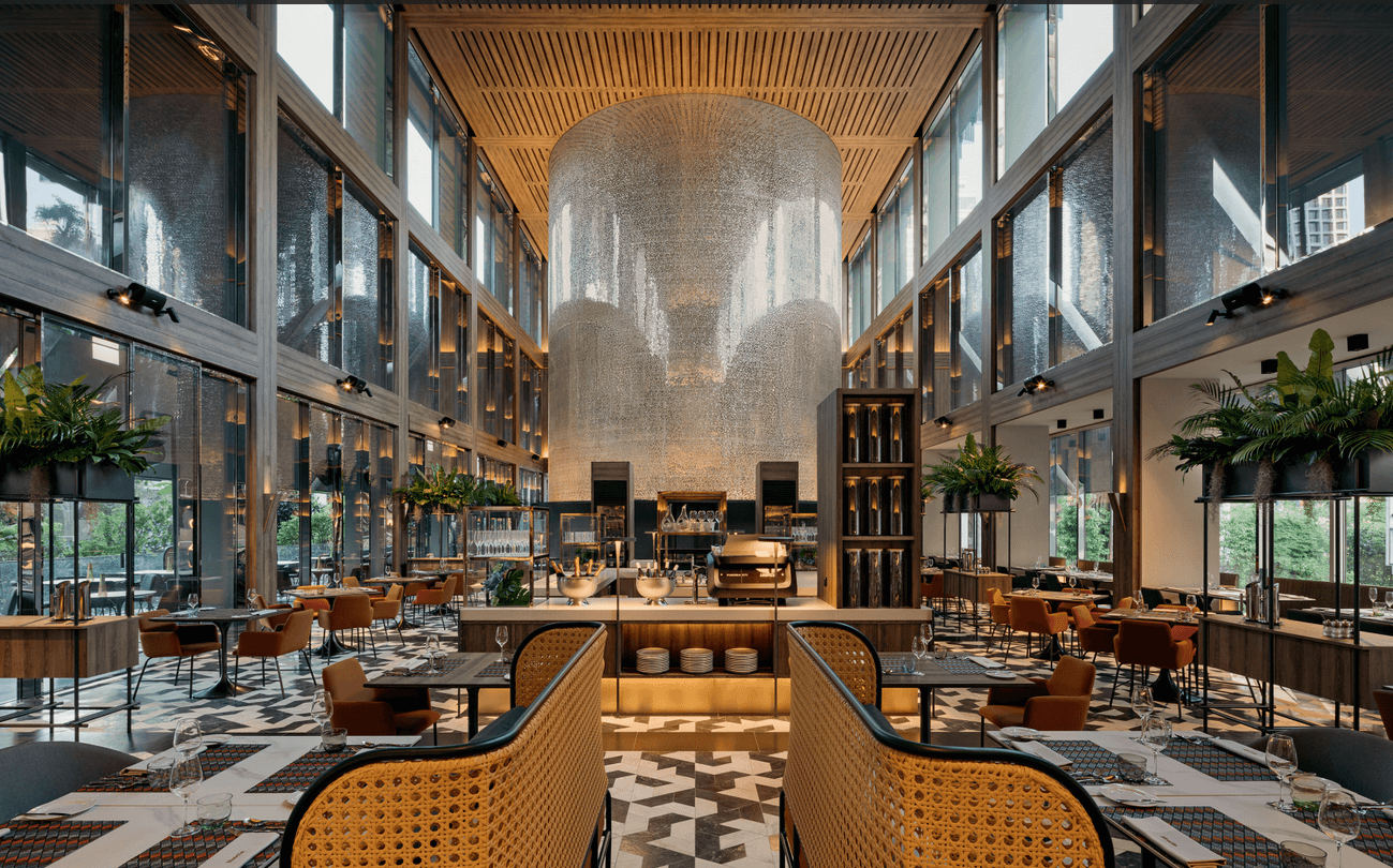 The hotel's signature restaurant, Mosella, fuses vibrant Mediterranean flavors with a Peruvian flair