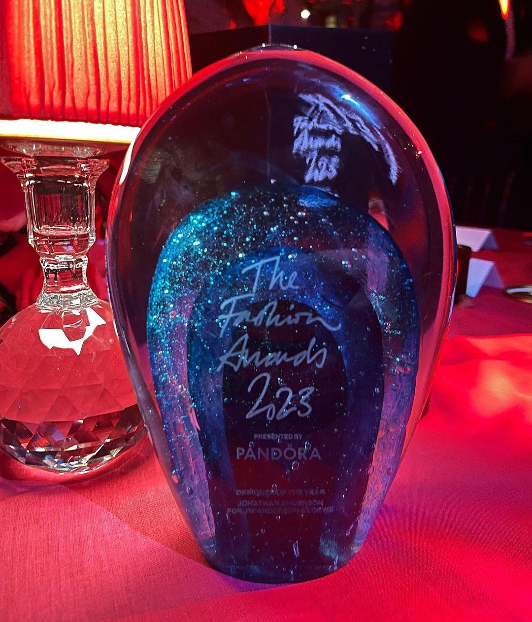 Jonathan Anderson posted the Designer of the Year trophy