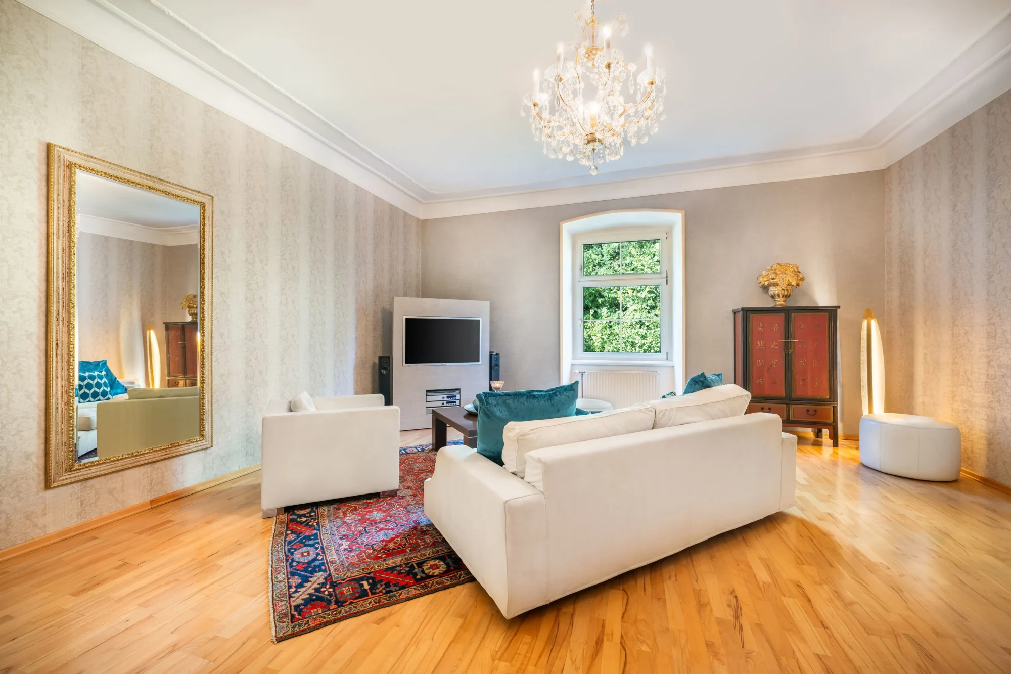 A spacious living area in Mozart’s last castle