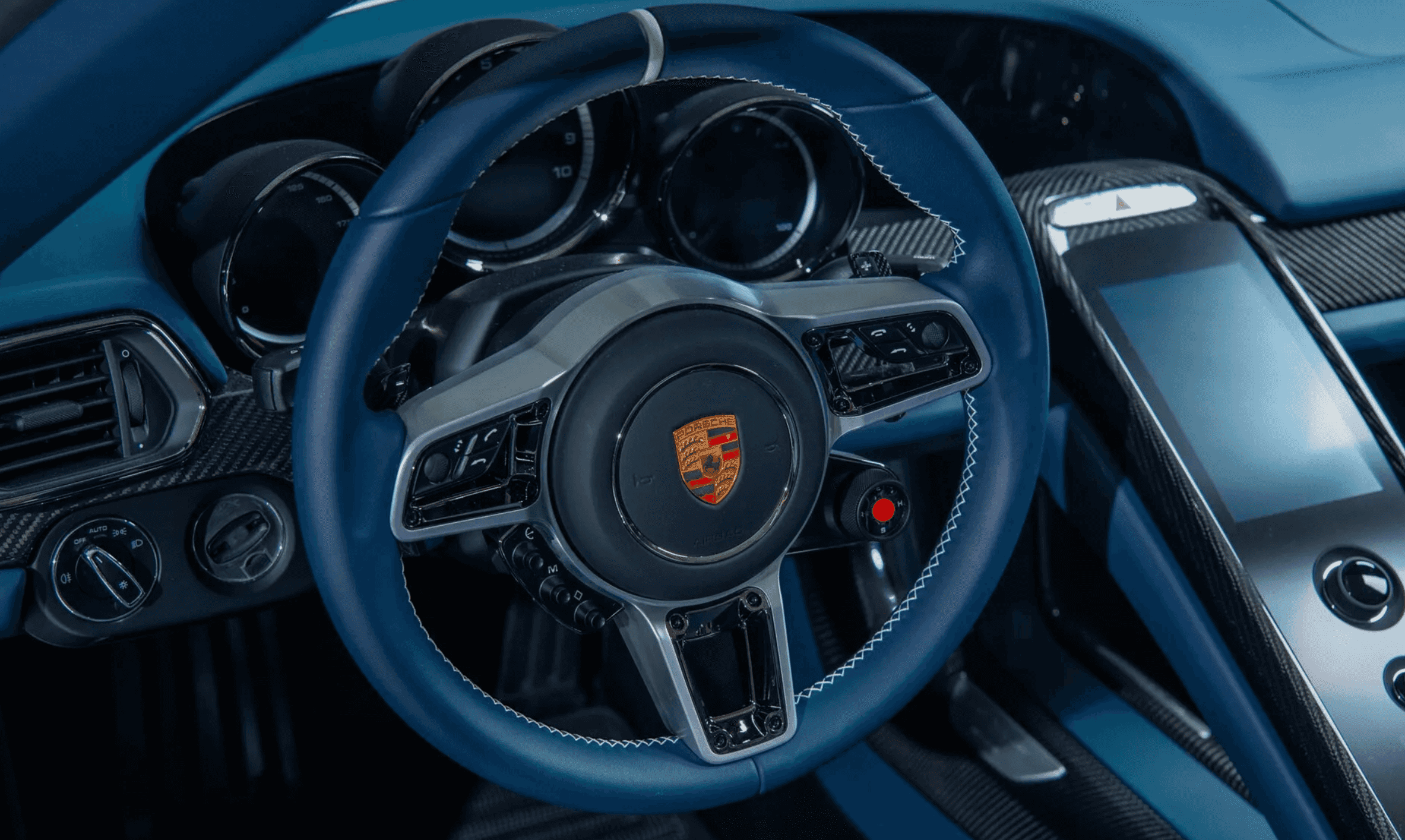 The car highlights meticulously embroidered stitches and an elaborate sound system