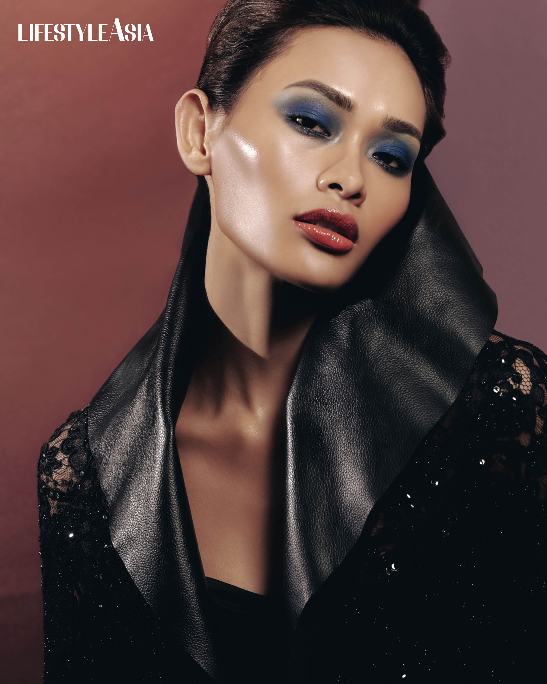 Beaded lace top with shawl collar by Pepito Albert