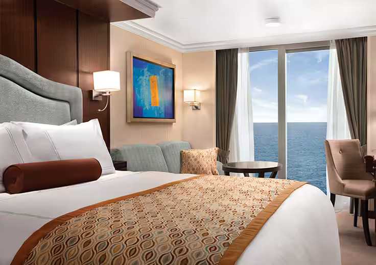 One of the rooms aboard the Marina, featuring their Tranquility Bed