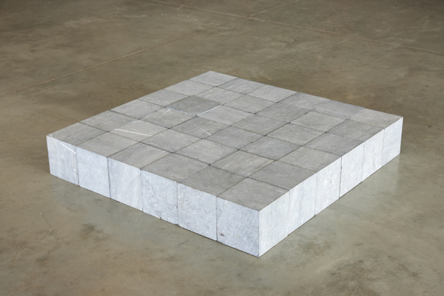 Carl Andre’s “Belgica Blue Hexacube” (36 unit Belgian blue limestone, 1988)