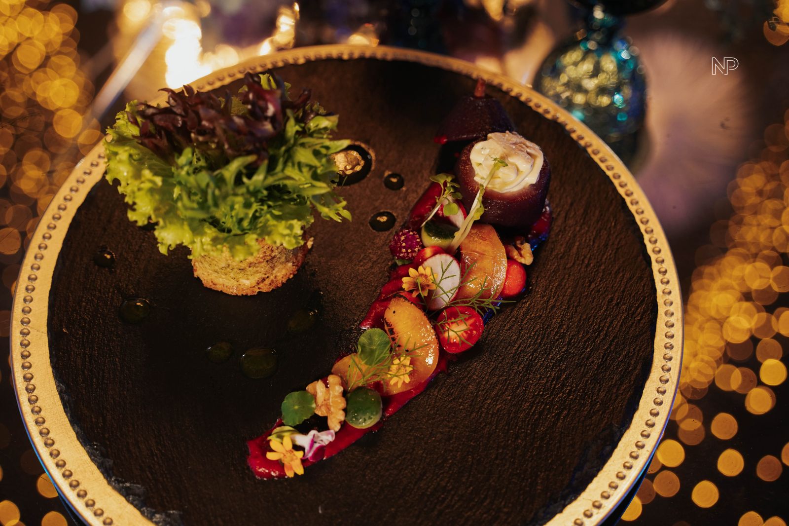 Fresh Baby Leaf Salad with a symphony of cheese, fruits, and dressings