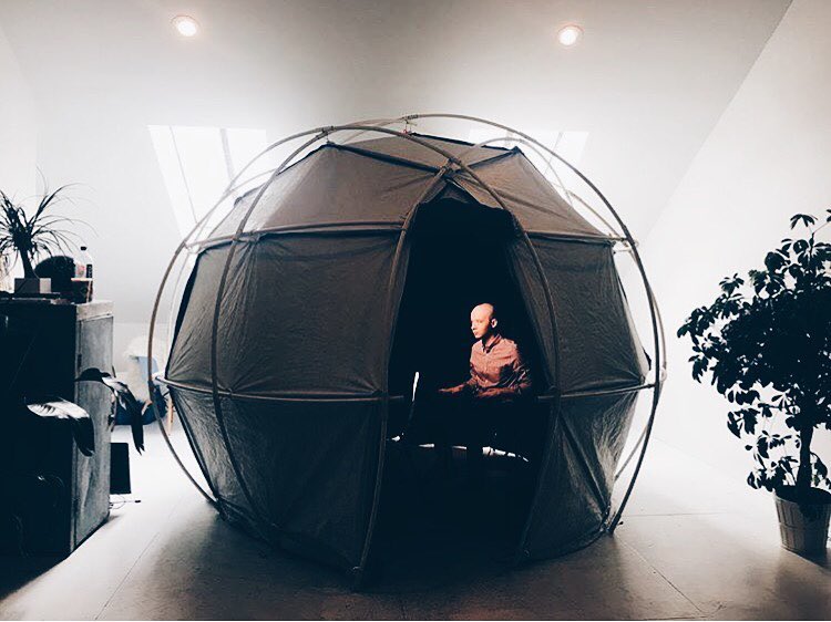 An aura portrait studio, which, according to Radiant Human’s description, moves to function wherever it goes.