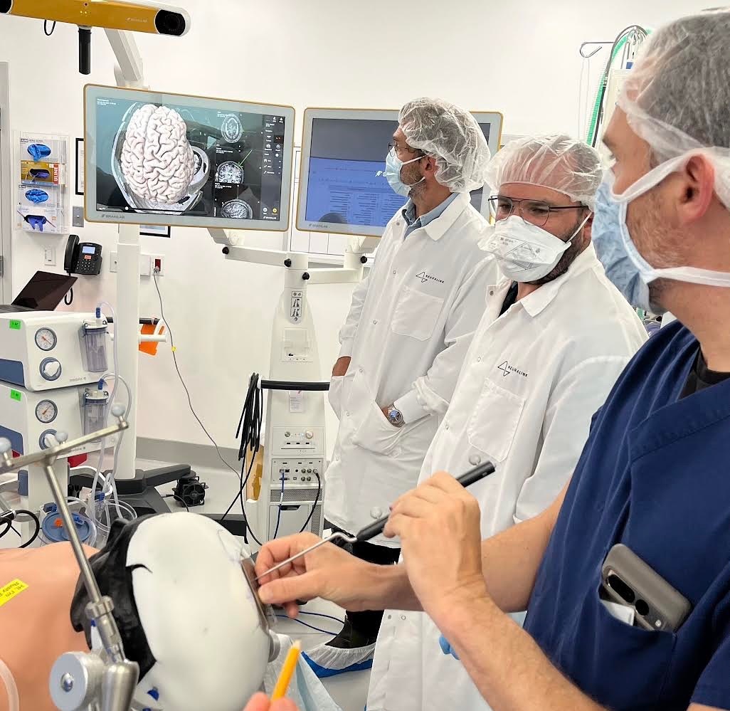 Surgeons at Neuralink using a lifelike model to practice surgery with care