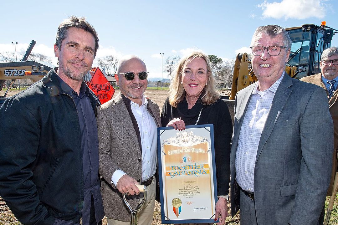 Christian Bale at the ground breaking event of Together California's Foster Care Center