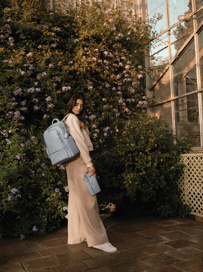 Voyageur Celina Backpack in Halogen Blue and Travel Wallet in Halogen Blue