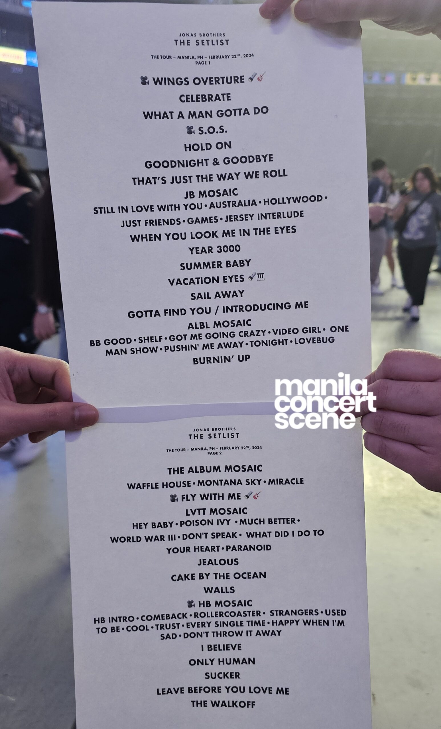 The Jonas Brothers: The Tour set list uploaded by Manila Concert Scene