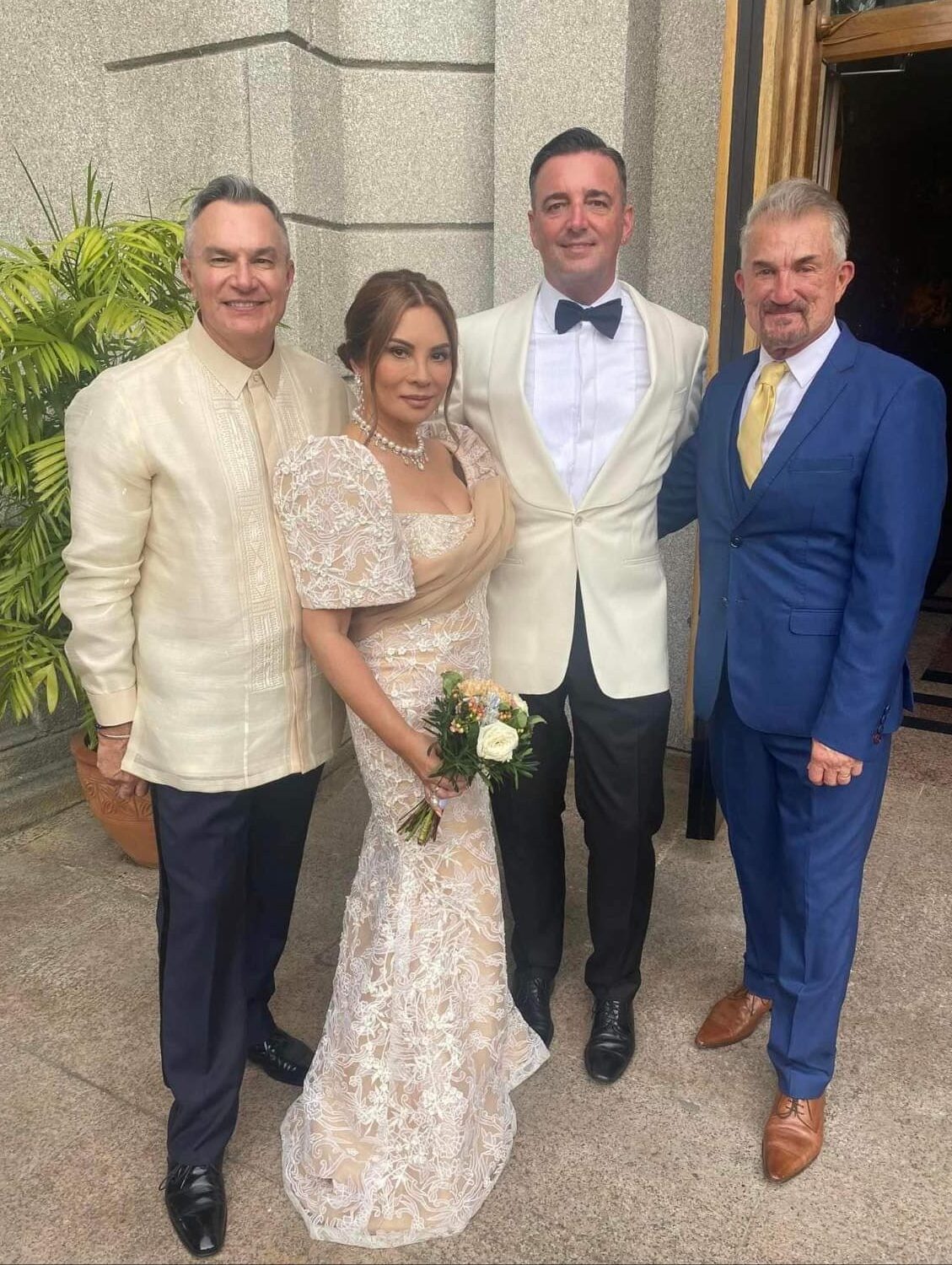(From left to right) Chris Bonehill, Mela Mosqueda-Bengzon, Luke Hill, and Gus Alvarez at Peps Bengzon and Sara Appleton's wedding