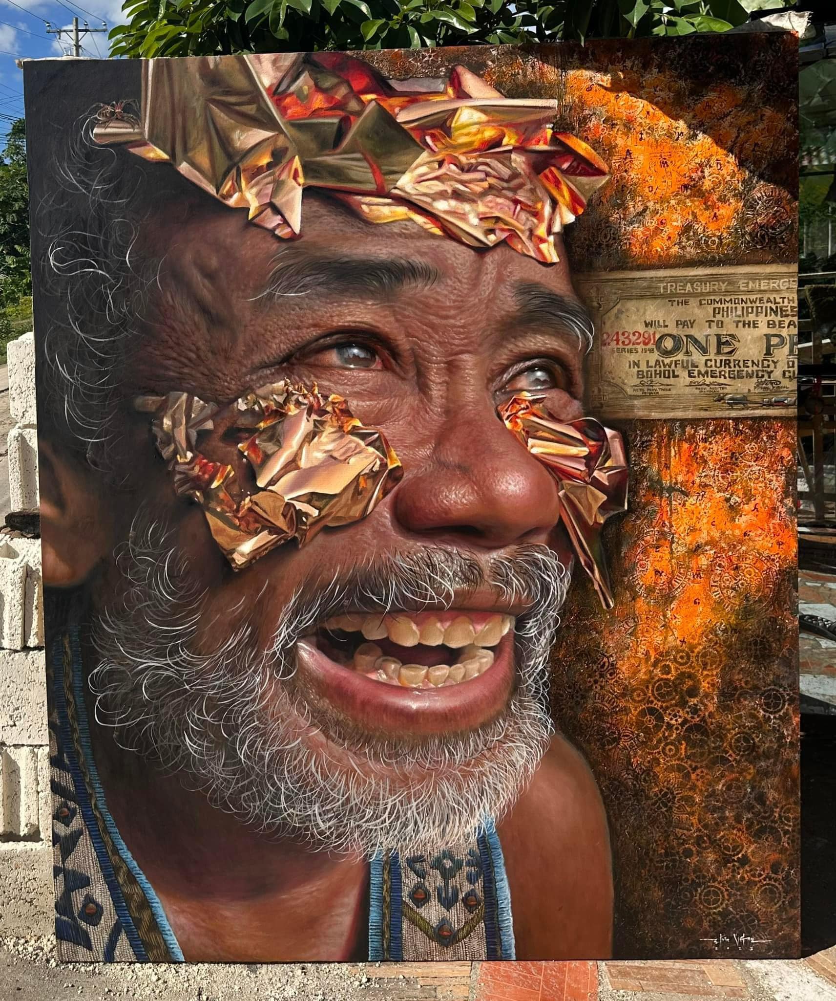 Vitor's "Handuraw Sa Bulawanong Damgo" (2023, oil on canvas)