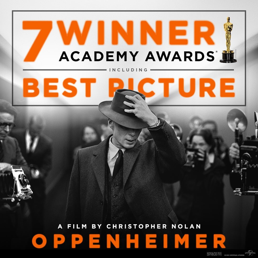 Thomas and Nolan earn an Oscar for Best Picture with "Oppenheimer"